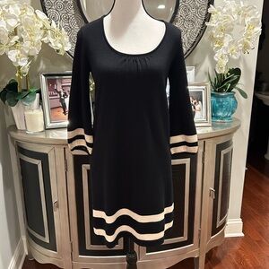 knee length dresses for ladies DEACON 3/4 SLEEVE V-NECK DRESS, MULTI FLITTING ABOUT  Palm Place